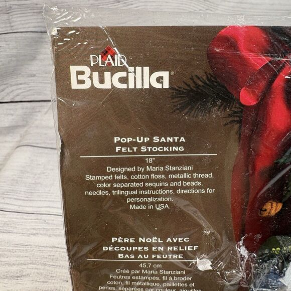 New (2007) Bucilla Jeweled Christmas Felt Stocking Kit POP UP SANTA 86063 Sealed - Picture 3 of 4